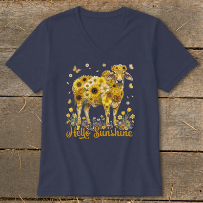 Hello Sunshine Brahma Cow V-neck