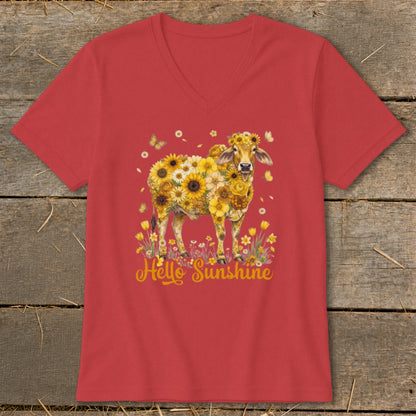 Hello Sunshine Brahma Cow V-neck