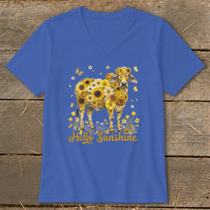 Hello Sunshine Brahma Cow V-neck