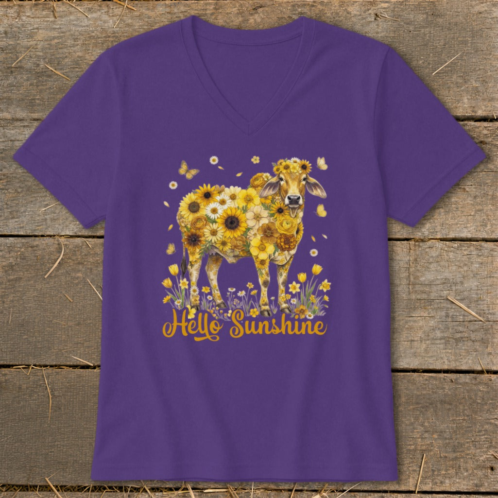 Hello Sunshine Brahma Cow V-neck