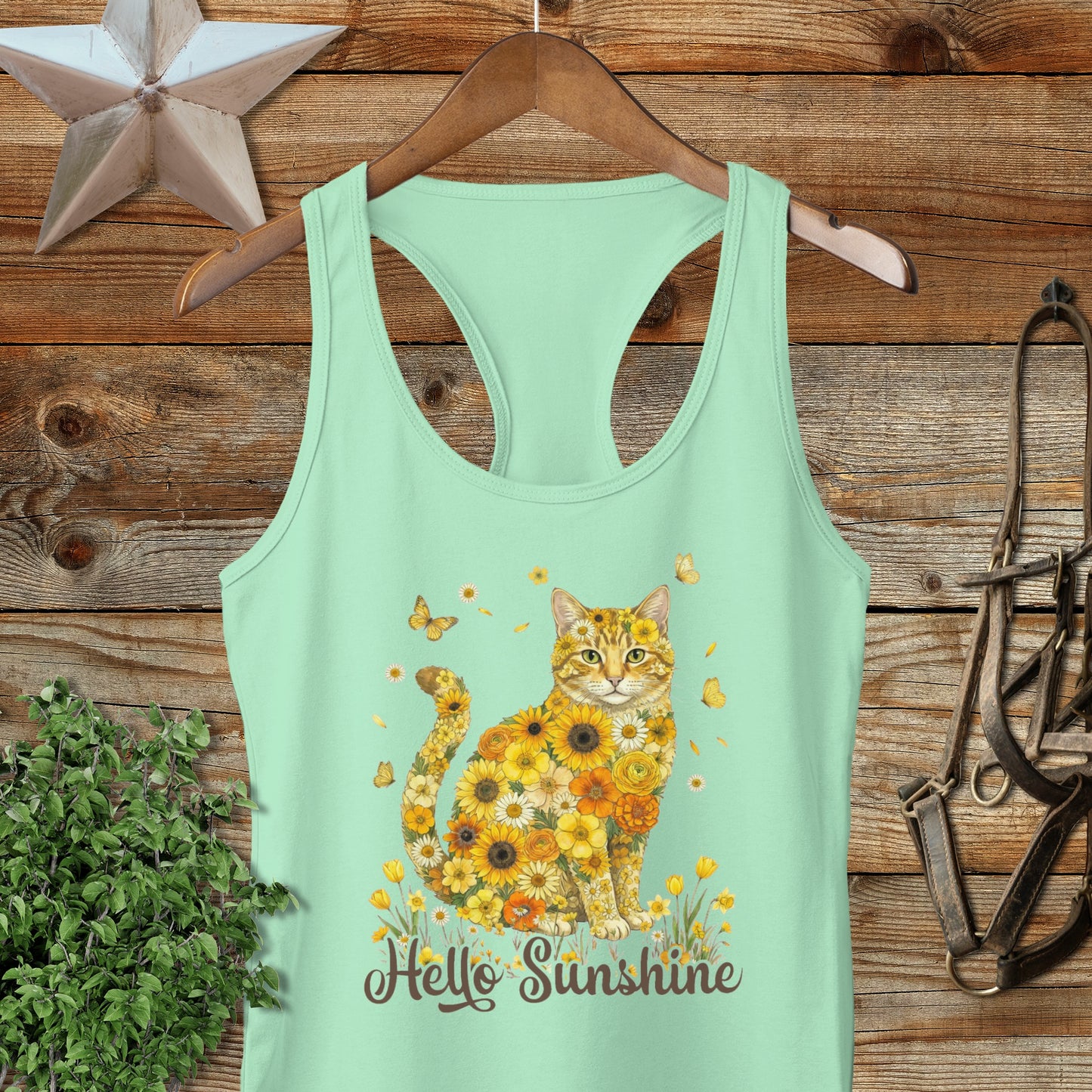 Hello Sunshine Cat Racerback Tank