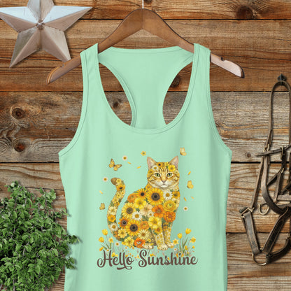 Hello Sunshine Cat Racerback Tank