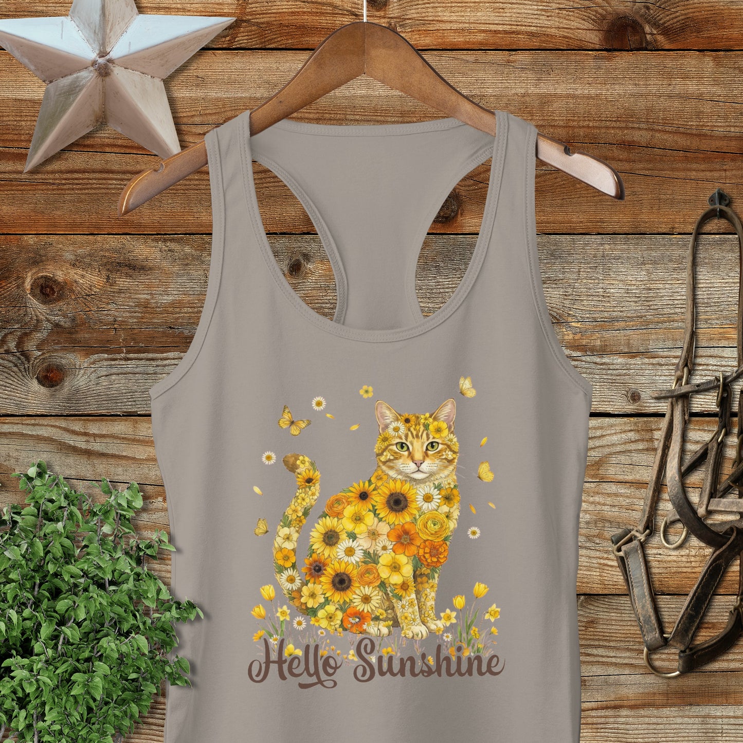 Hello Sunshine Cat Racerback Tank