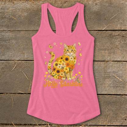 Hello Sunshine Cat Racerback Tank