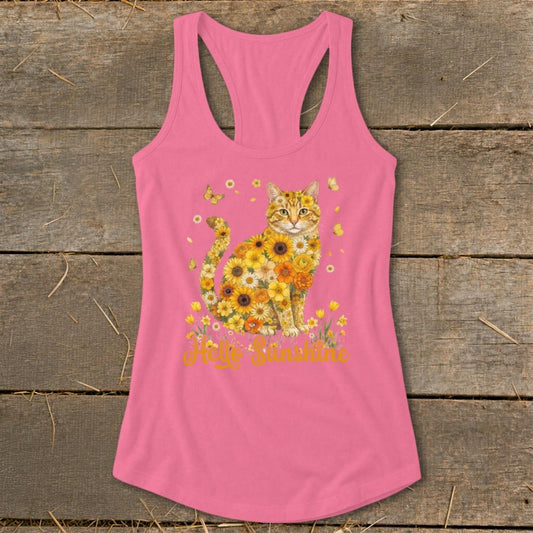 Hello Sunshine Cat Racerback Tank