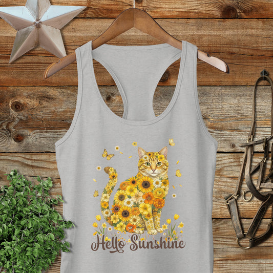 Hello Sunshine Cat Racerback Tank