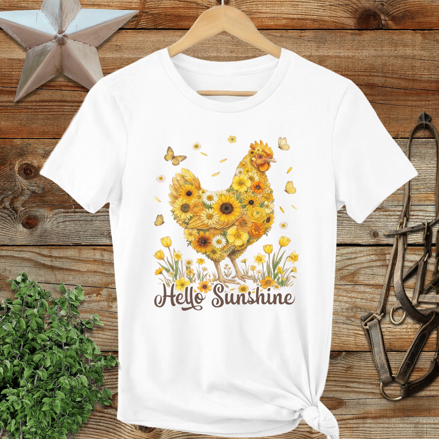 Hello Sunshine Chicken Ladies Tee