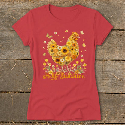 Hello Sunshine Chicken Ladies Tee