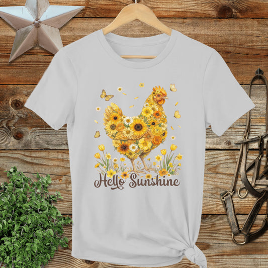Hello Sunshine Chicken Ladies Tee