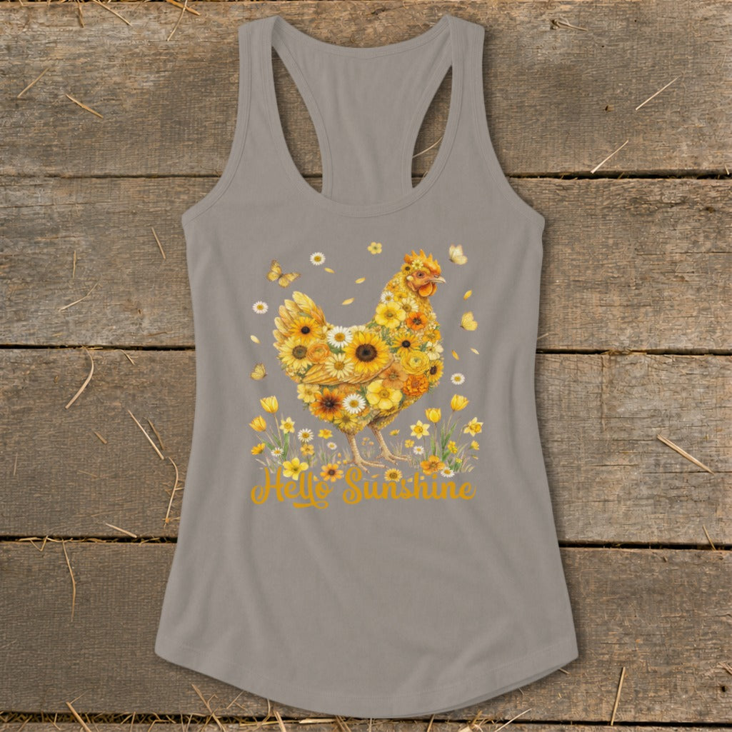 Hello Sunshine Chicken Racerback Tank