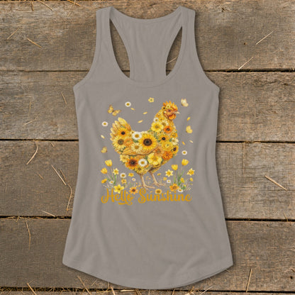 Hello Sunshine Chicken Racerback Tank