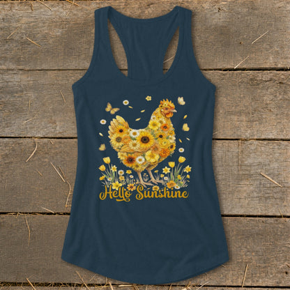 Hello Sunshine Chicken Racerback Tank
