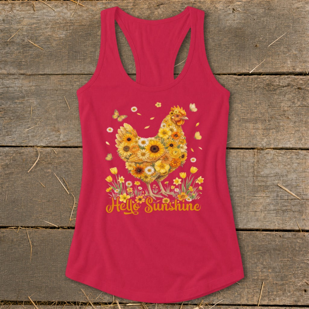 Hello Sunshine Chicken Racerback Tank