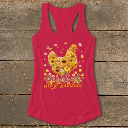 Hello Sunshine Chicken Racerback Tank