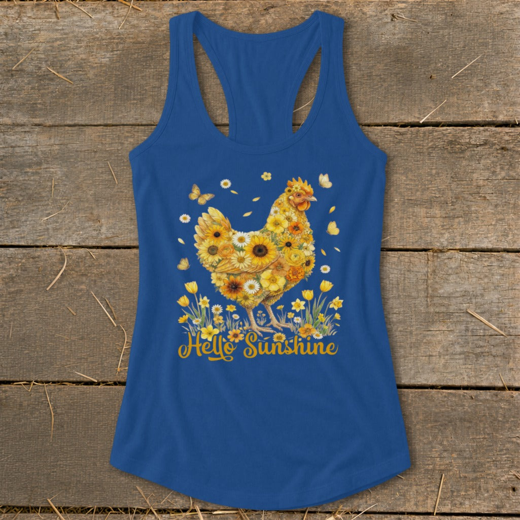 Hello Sunshine Chicken Racerback Tank