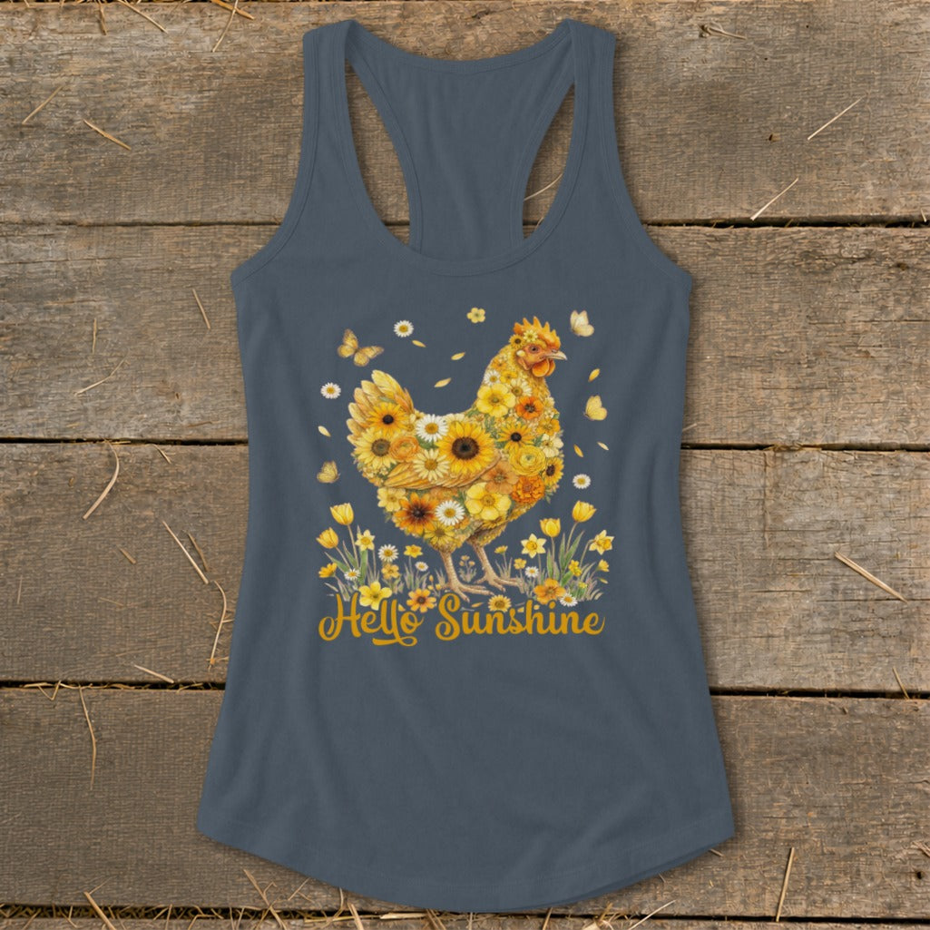 Hello Sunshine Chicken Racerback Tank