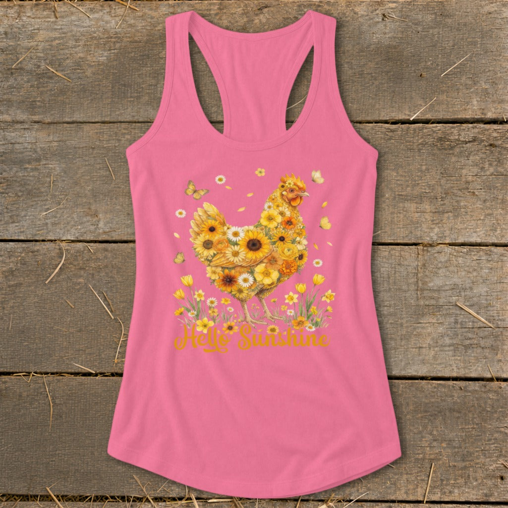 Hello Sunshine Chicken Racerback Tank