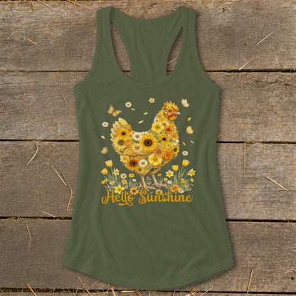 Hello Sunshine Chicken Racerback Tank