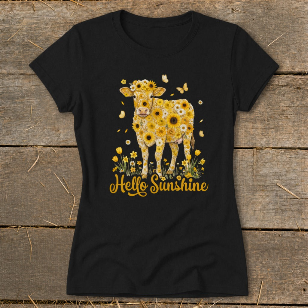 Hello Sunshine Cow Ladies Tee