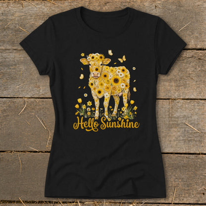 Hello Sunshine Cow Ladies Tee