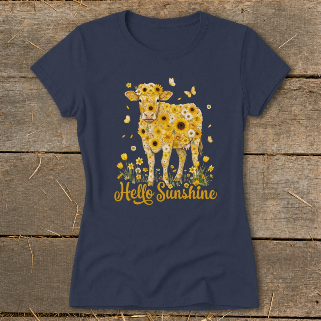 Hello Sunshine Cow Ladies Tee