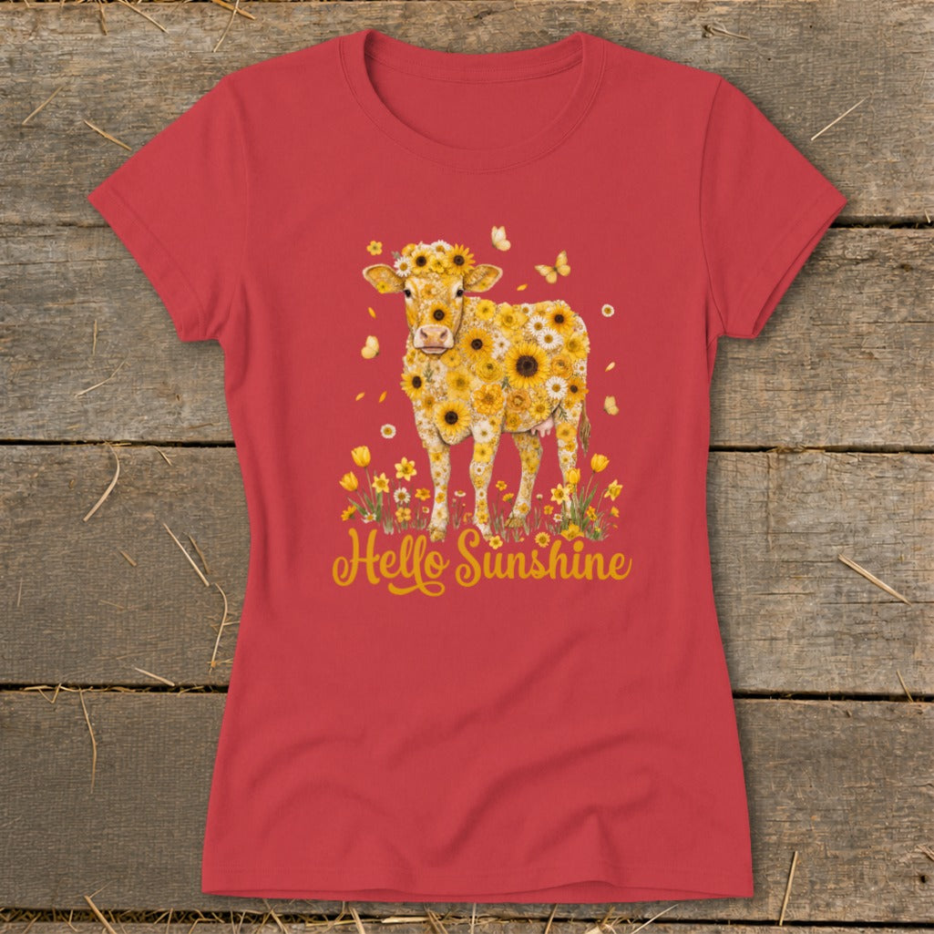 Hello Sunshine Cow Ladies Tee