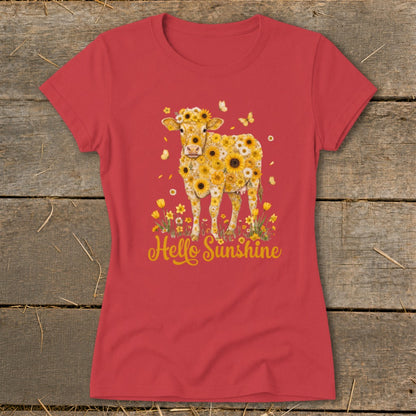 Hello Sunshine Cow Ladies Tee
