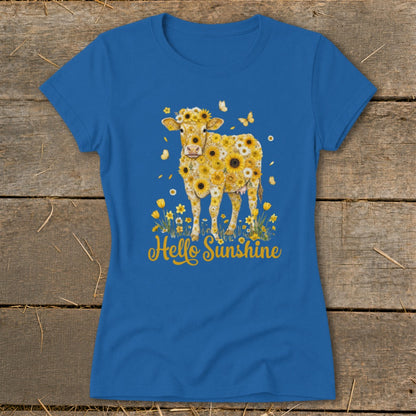 Hello Sunshine Cow Ladies Tee