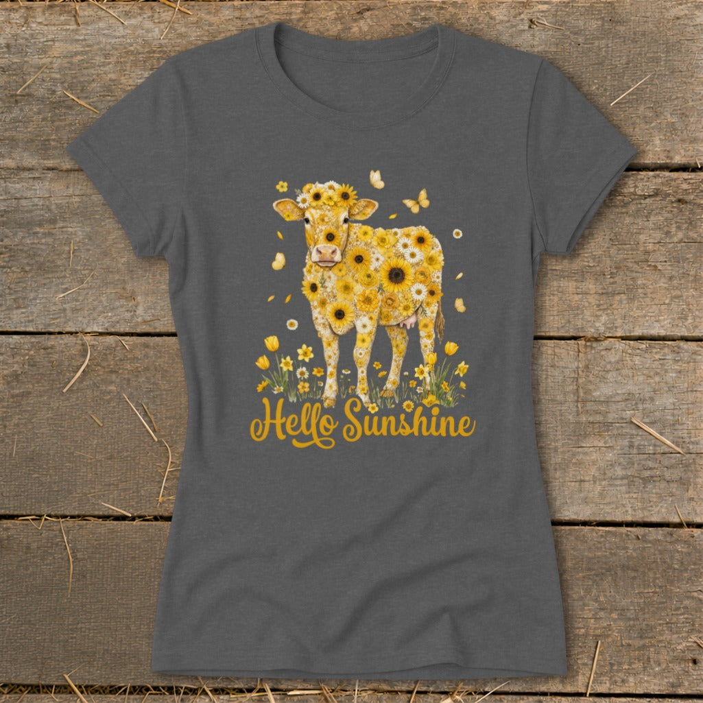 Hello Sunshine Cow Ladies Tee