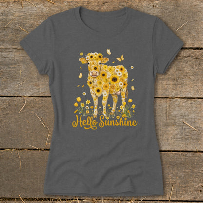 Hello Sunshine Cow Ladies Tee