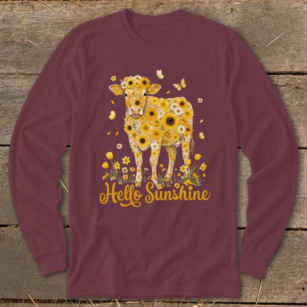 Hello Sunshine Cow Long Sleeve Tee