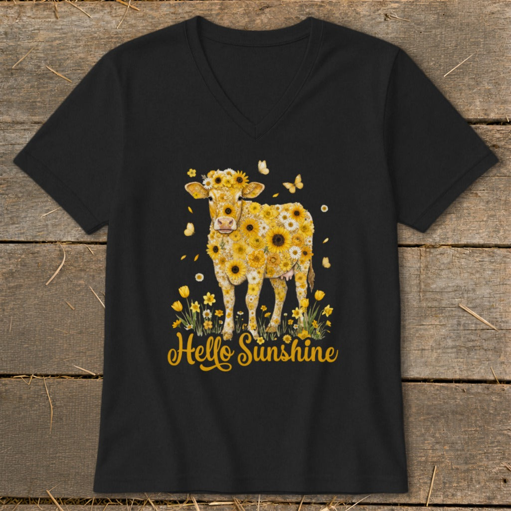 Hello Sunshine Cow V-neck