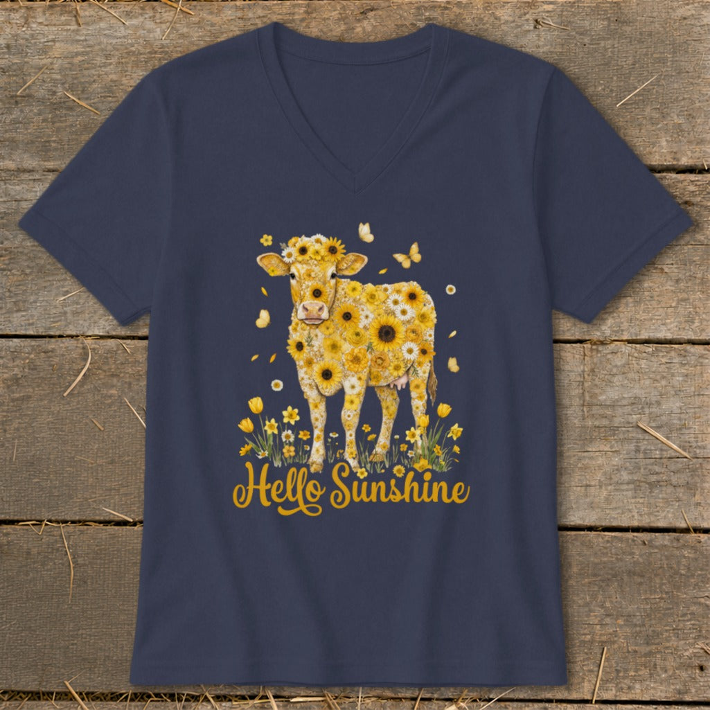 Hello Sunshine Cow V-neck