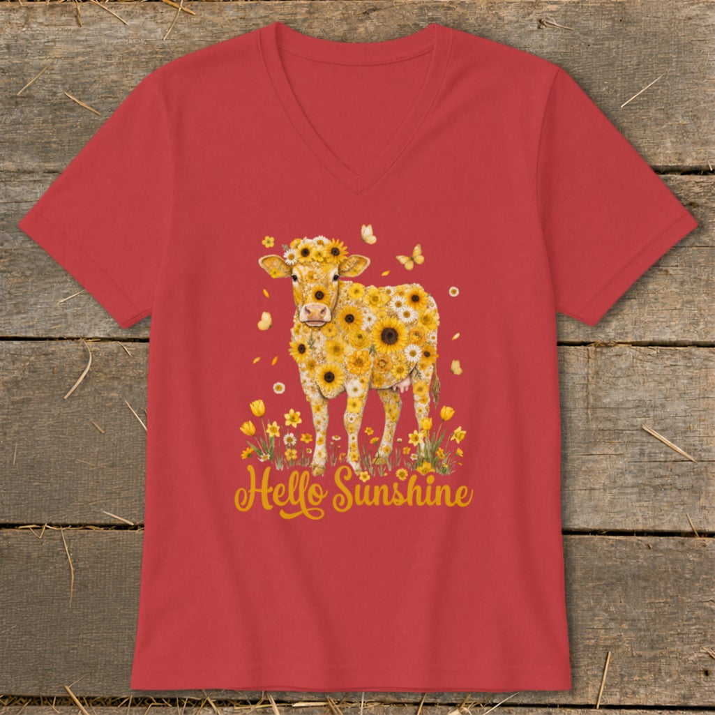Hello Sunshine Cow V-neck