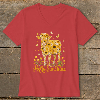 Hello Sunshine Cow V-neck