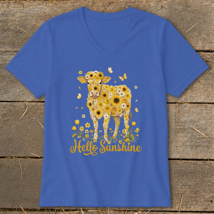 Hello Sunshine Cow V-neck
