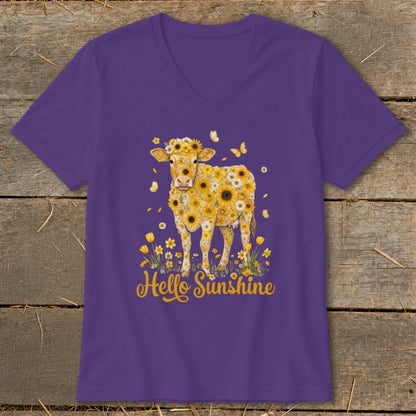 Hello Sunshine Cow V-neck