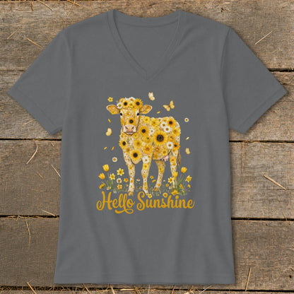 Hello Sunshine Cow V-neck