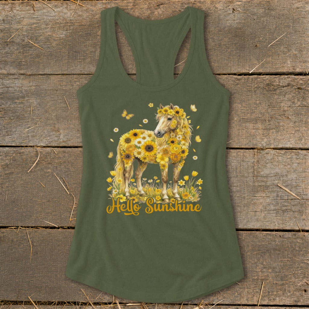 Hello Sunshine Horse Racerback Tank