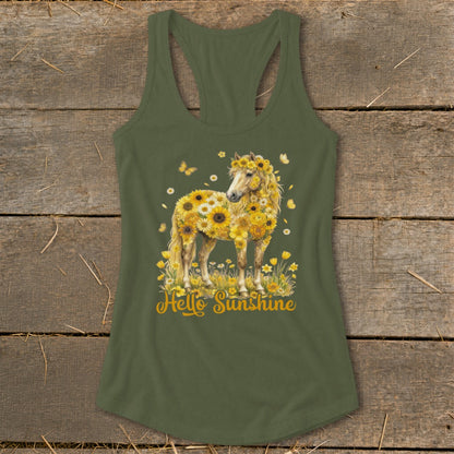 Hello Sunshine Horse Racerback Tank