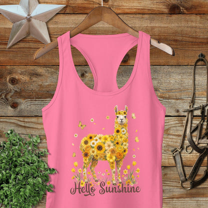 Hello Sunshine Llama Racerback Tank