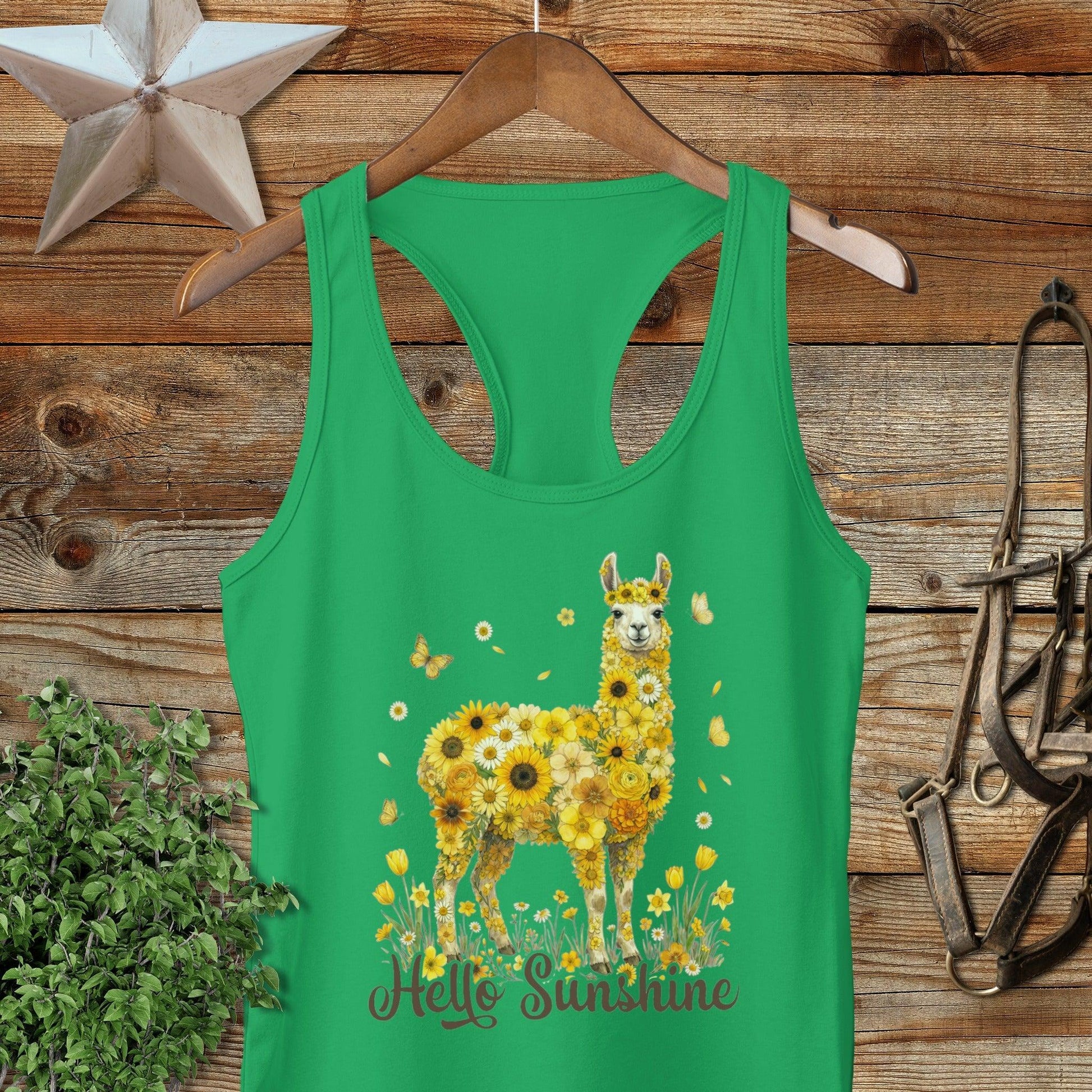 Hello Sunshine Llama Racerback Tank