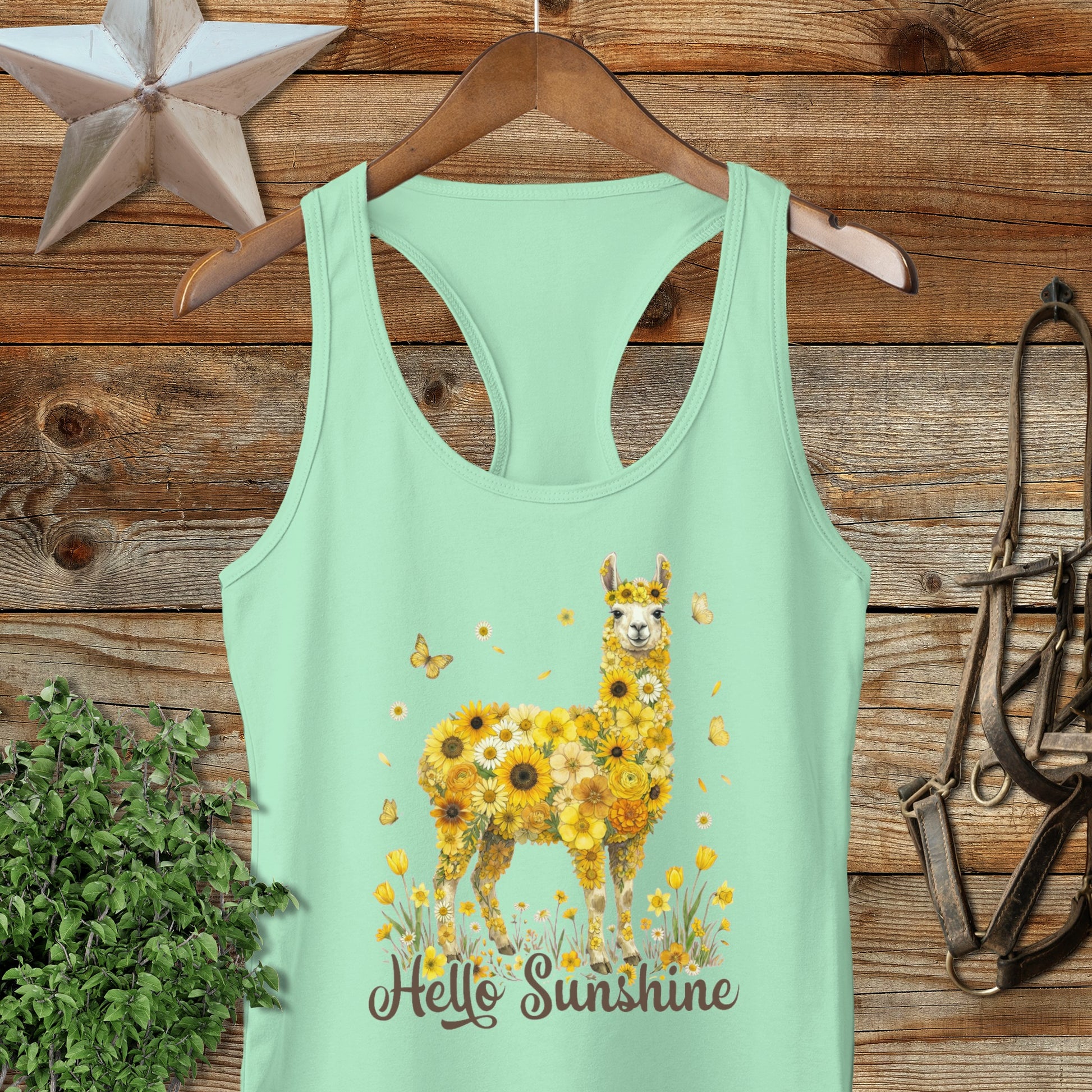 Hello Sunshine Llama Racerback Tank
