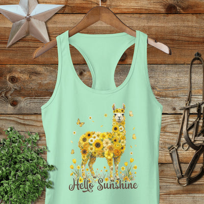 Hello Sunshine Llama Racerback Tank