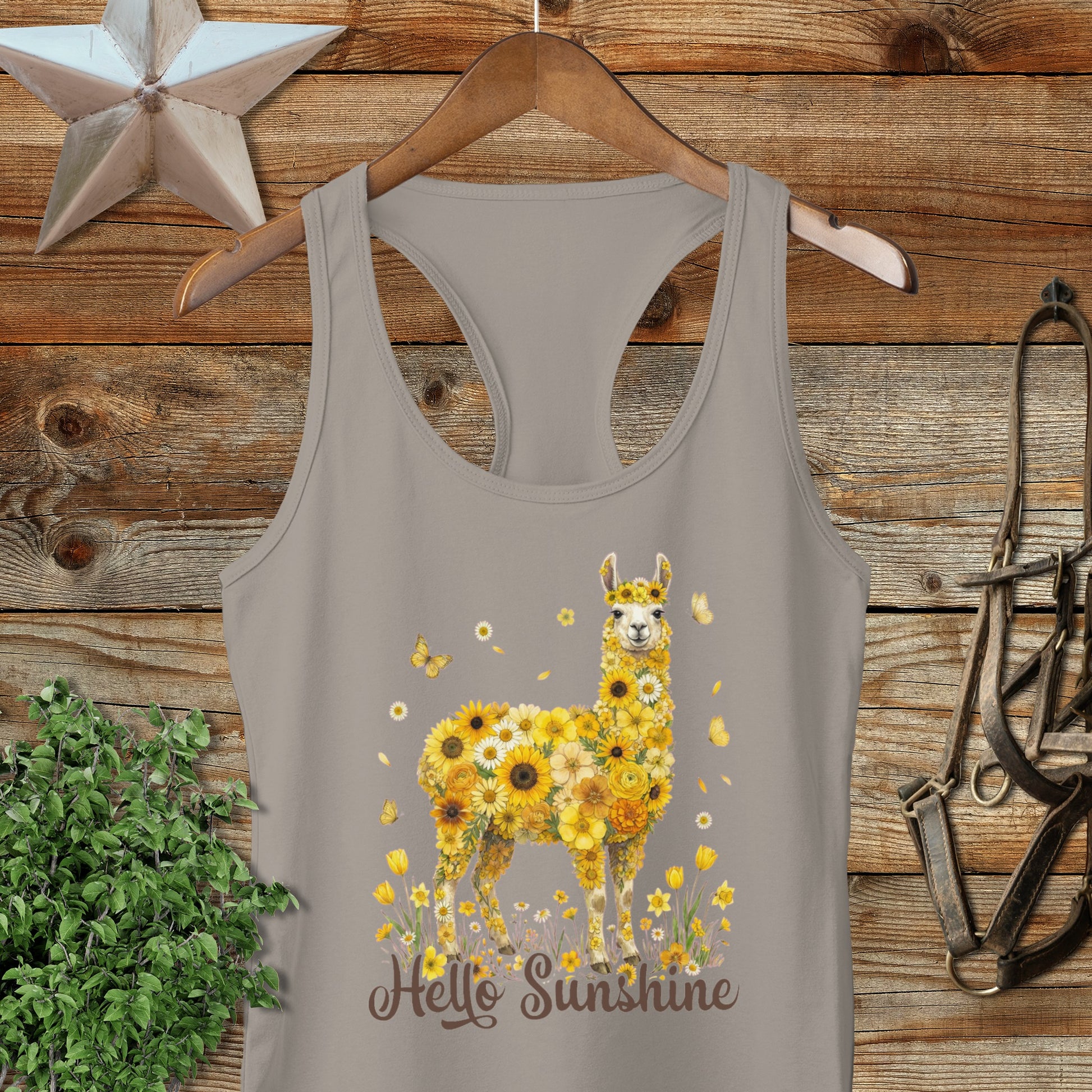 Hello Sunshine Llama Racerback Tank