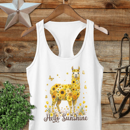 Hello Sunshine Llama Racerback Tank