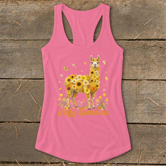 Hello Sunshine Llama Racerback Tank