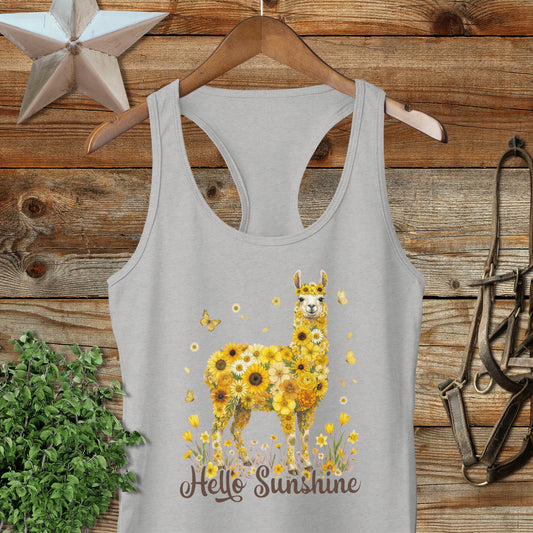 Hello Sunshine Llama Racerback Tank