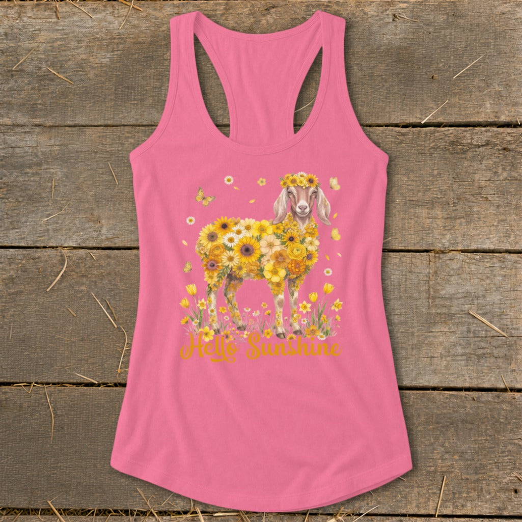 Hello Sunshine Nubian Goat Racerback Tank