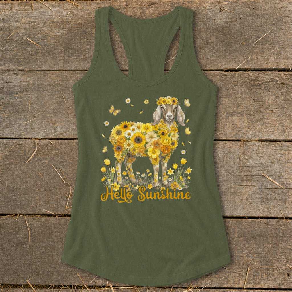 Hello Sunshine Nubian Goat Racerback Tank